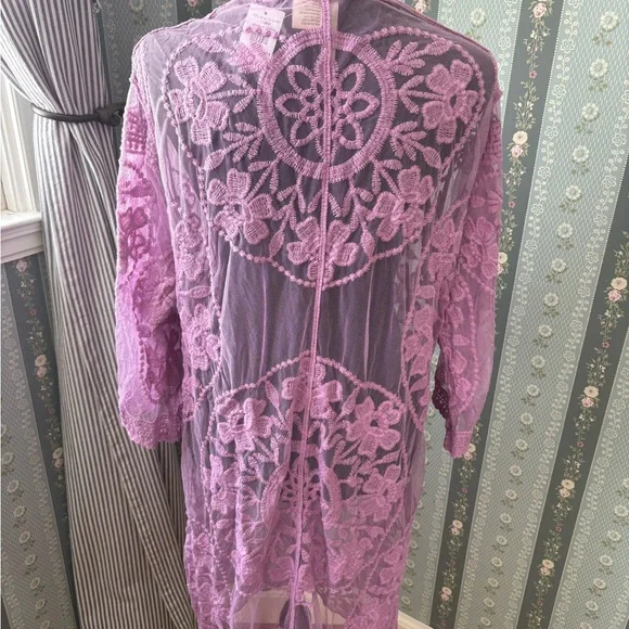 Swimsuit Coverup Lavender Purple Lace Sheer Design NWT - Picture 4 of 5